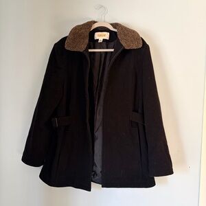 Talbots Black Jacket with Brown Collar